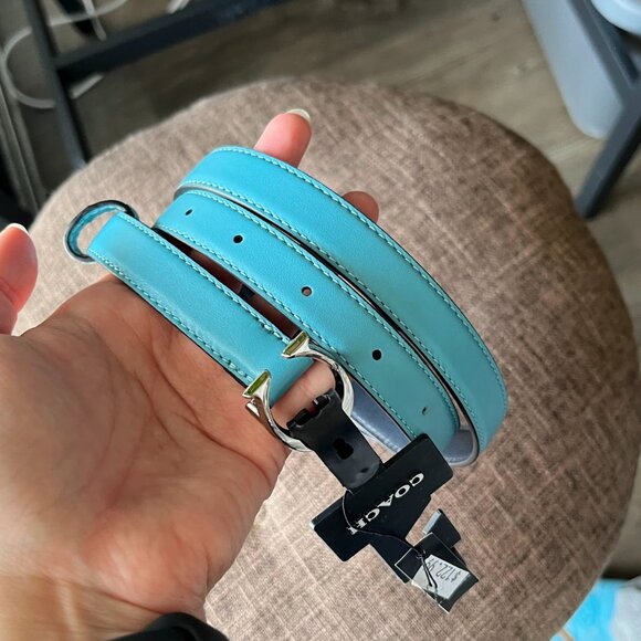 Coach Belt Signature Buckle Sz Medium Light Blue/Turquoise Brand New W/ Tag - Picture 2 of 3